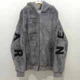 Advbridge Womens Cotton Jacket Solid Color Letters Imitation Mink Velvet Zipper Hoodie Autumn and Winter Couple Style Cotton Cardigan