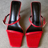ADVBRIDGE  -  Luxury Rhinestone Buckle Women Sandals Square Toe Open-toe Thin Heel Designer Shoes Summer Fashion Comfort Non-slip Slide Sandal