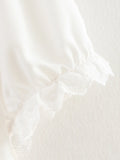 ADVBRIDGE  -  Single Breasted White Elegant V Neck Slim Button Women Min Wave Dress Petal Sleeve Dress Summer Skinny Flower Embroidery French