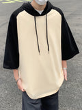 ADVBRIDGE  -  Male Hooded T-Shirt for Men Colorful Splicing 3D Printed Tees Summer Casual O-Neck Tops Short Sleeves Loose T Shirts Q233