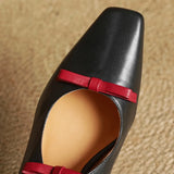 ADVBRIDGE  -  Women's cow leather double bowtie slip-on flats loafers square toe high quality female sweet daily moccasins shoes for woman hot