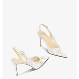 Advbridge 2024 Women's Shoes Lace Women's High Heels Sexy Party Pumps Women Pointed Toe Buckle Strap Thin Heel Slingbacks Women's Sandal