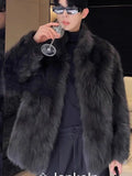 Advbridge Fur imitation Thickened Men Faux Fox Fur Coat Male Warm Overcoat Long Sleeve New Winter Faux Fur Jacket Fluffy Plush Fur Coats
