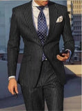 Advbridge 2024 Navy Blue 2 Piece Slim Fit Business Men Suit Stripe Groom Wedding Tuxedo Custom Skinny Prom Wedding Business Suit