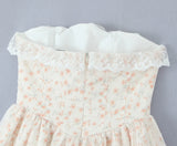 ADVBRIDGE  -  Pretty Girl Floral Print Mesh Strapless Mini Dresses Women Front Lace Up Bandage Birthday Party Dress French Bridesmaids Robe