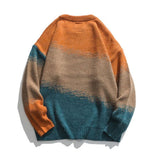 Advbridge Men Trendy Japanese Vintage Gradient Casual Knitted Sweater Autumn Winter Round Neck Long Sleeve Loose Pullover Tops Y2K Jumper