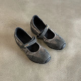 ADVBRIDGE  -  New Grey Women's Flats Casual Velvet Surface Low Top Versatile Casual Shoes French Magic Tape Slip-On Mary Janes Spring Shoes