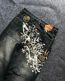 Advbridge Y2K Vintage Jeans New Hip Hop Fashion Pattern Embroidery Baggy Jeans Denim Pants Gothic High Waist Wide Legs Trousers Streetwear