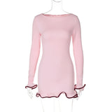 Advbridge Contrast Ruffles Mini Dresses Women Elegant Patchwork Flare Sleeve Lady Dresses 2025 Spring Summer New Female Evening Vestidos