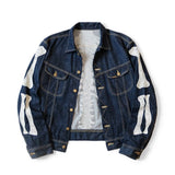 Advbridge  Japanese Dark Blue Denim Lapel Bone Embroidery Loose Jacket New High Quality Men Coats