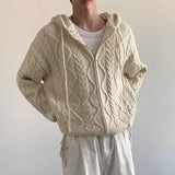 Advbridge Autumn Clothing Men's Light Luxury Jacquard Knitted Hooded Cardigan Sweater Korean Popular Zipper Long Sleeve Hoodie Knitwear