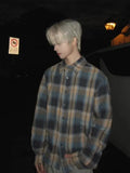 Advbridge American Retro Blue Checkered Shirt for Men Small Fragrance Style Inner Layer Shirt High-end Jacket
