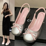 Advbridge Summer Women's Shoes Casual Heels Navy Blue Pumps 2025 Shallow Mouth Sweet Sandals Ladies Comfortable Low Orange Straps Branded