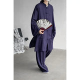 ADVBRIDGE  -  M-5XL Plus Size Men Chinese Tang Suit Tai Chi Set Kung Fu Long Sleeve Shirt and Pants Uniform Knot Buttons Long Shirt Man XXXXXL