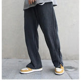Advbridge Trousers Male Slit Wide Men's Casual Pants Black Loose New in Streetwear Trend Stylish Cotton Sale Korean Style Harajuku Summer