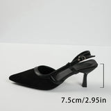 Advbridge Women Shoes Satin Pointed Back Empty Women Sandals 2025 Summer One-word Buckle Sexy  High Heels Women Sandalias Mujer Zapatos