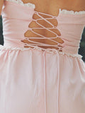 ADVBRIDGE  -  Women s Mini Tube Dress Strapless Backless Lace Trim Drawstring Slim Fit Summer Tube Dress Clubwear