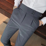 Advbridge Men's Luxury Button-down Draped Baggy Suit Pants Casual Solid Color Straight Premium Elegant Dress Pants 2024 New Spring
