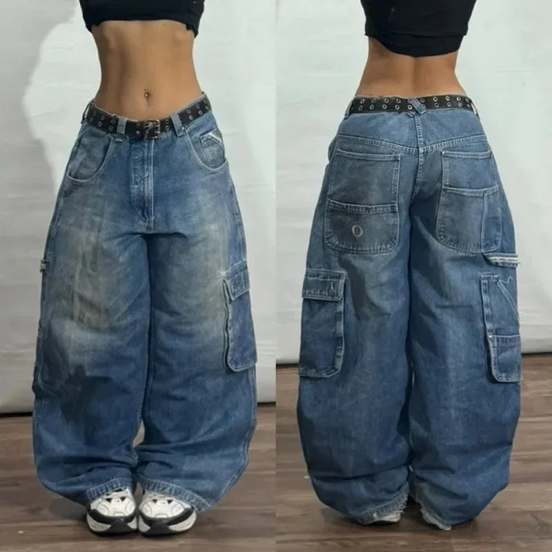 Advbridge Y2K Fashion New Pattern Printing Baggy Jeans Women Vintage Gothic Hip-hop Popular Casual High Waist Wide-leg Pants Streetwear