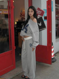 Advbridge Casual 2 Piece Sets Women Outfit Pant Sets Oversized Korean Style Jersey Set Vintage Letter Print Off Shoulder Tracksuit