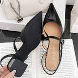 ADVBRIDGE  -  High Quality Patent Leather Buckle Women Sandals Pointed Toe Back Strap Slide Sandals Fashion Comfort hoof heels Designer Shoes