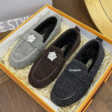 ADVBRIDGE  -  Women's Winter Warm Fleece Lined Slip-On Thick Bottomed Bean Bean Shoes Large Size Korean Style Flat Bottomed Shoes