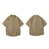 ADVBRIDGE  -  Men Summer Streetwear Cool Breathable Loose Casual Short Sleeve Stand Collar Plus Size Shirts Cityboy Oversize Shirt Blouse