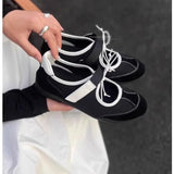 ADVBRIDGE  -  Lacing Velcro ballet Mary Jane shoes female 2025 spring and summer new black shallow mouth flat bottom sports single shoes