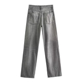 Advbridge Winter New Product Women's Fashion and Casual Versatile Wide Legs, Mid Waist, Long Floor Dragging Jeans