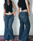 Advbridge Streetwear Fashion Blue Washed Flowers Embroidered Baggy Jeans Women Y2K Harajuku Vintage Hip Hop Casual Slim High Waisted Jeans