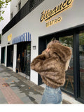 Advbridge  Autumn Winter Chic Luxury Short Soft Thick Warm Hairy Shaggy Faux Fur Coat Women with Hood Zipper Fluffy Jacket 2024