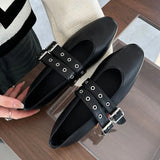 Advbridge Fashion Buckle Strap Women Flats Mary Janes Shoes Casual Round Toe Luxury Female Footwear Shallow Ladies Flats With Shoes