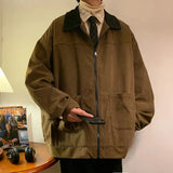 Advbridge American Style Vintage Men Bomber Jacket Windbreakers Zipper Coats Autumn Loose Cargo Outwear