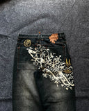 Advbridge Y2K Vintage Jeans New Hip Hop Fashion Pattern Embroidery Baggy Jeans Denim Pants Gothic High Waist Wide Legs Trousers Streetwear