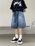 Advbridge High Street Retro Blue Jean Shorts Women Summer Hip Hop Baggy Wide Leg Denim Half Pants Fashion Streetwear Y2k Clothing Oversize