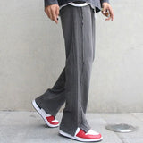 Advbridge Trousers Male Slit Wide Men's Casual Pants Black Loose New in Streetwear Trend Stylish Cotton Sale Korean Style Harajuku Summer