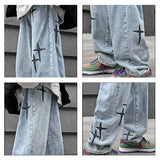 ADVBRIDGE  -  New Men's Star Embroidery Jeans Baggy Straight Fashion Korean Wide Leg Denim Pants Streetwear Hip Hop Male Trousers Trendy Brand