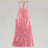 ADVBRIDGE  -  Vestidos Summer Party Dresses Women Sexy Sequined Backless Halter Pink Mini Dress Women Party Bodycon Dress Club Wear