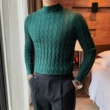 Advbridge Men's Korean Review Clothes Light Luxury Slim Knit Pullover Sweater Long Sleeve Streetwear Leisure Basic Shirts Fashion Knitwear