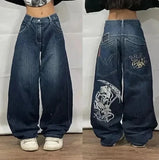 Advbridge American High Street Straight Jeans Ladies Y2K New Retro Design Stitching High Waist Fashion Loose Mop Pants Wide-leg Pants Tide