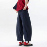 ADVBRIDGE  -  Trendy Men's High Waist Wide Leg Ankle Pants - Office to Weekend Cropped Trousers Stretchy Waist & Lightweight Breathable Fabric