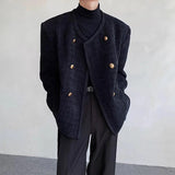 Advbridge Autumn Men's Light Luxury Casual Streetwear Collarless Shoulder-padded Jacket Long Sleeve Solid Color Retro Korean Popular Coat