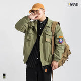 Advbridge Trendy Brand Pilot Jacket Men's Thick Military Green Cotton Jacket Workwear Jacket Loose Baseball Uniform