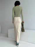 Advbridge Lace- Up Apricot Long Skirt For Women Clothing Slim Split Falda Aesthetic Pockets Faldones Para Mujer High Waist Outfits Autumn