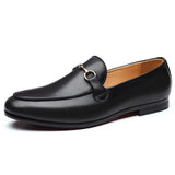Advbridge Men's Casual Shoes Genuine Leather Mens Classic Retro Buckle Loafers Moccasins Men Comfortable Outdoor Driving Flats