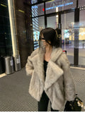 Advbridge Autumn Winter Oversized Loose Casual Luxury Soft Thick Warm Hairy Faux Fox Fur Coat Women Long Sleeve Fluffy Jacket 2024