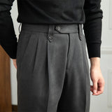 ADVBRIDGE  -  Autumn and Winter British Thick Casual Pants Commuter Straight High Waist Pants Japanese All-match Warm Pants for Men