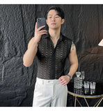 ADVBRIDGE  -  Slim Korean Style Sleeveless Trendy Business Casual Men's Hollow Cool Breathable Vest Shirt