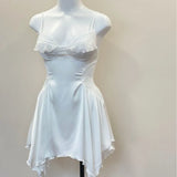 ADVBRIDGE  -  French Sexy Lingerie Ice Silk Nightgown Women's Pure Pajamas Mesh Lace with Chest Pad Suspender Nightdress 2025 Loungewear