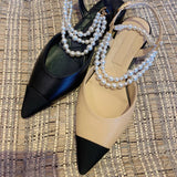 Advbridge New Buckle Pearl Sandals Women Fashion Pointed Toe Wedding Shoes Women Mary Jane Shoes High Heels Sandalias de las mujeres